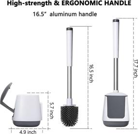img 3 attached to 🚽 Bathroom Toilet Brush Set with Holder - NOVSKY Soft Silicone Bristles Head, Long Silver Handle, Good Grips, and Hidden Bowl Cleaning Solution