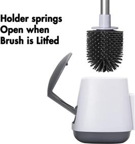 img 2 attached to 🚽 Bathroom Toilet Brush Set with Holder - NOVSKY Soft Silicone Bristles Head, Long Silver Handle, Good Grips, and Hidden Bowl Cleaning Solution