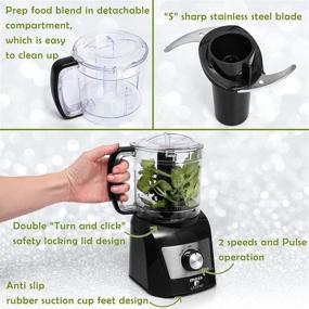 img 2 attached to 🍽️ 350 Watts Mini Chopper - 3 Cup Food Processor by Moss & Stone for Dicing, Chopping, Mincing, Puree - Strong Vegetable Chopper with 2 Speeds, Ideal Baby Food Processor (Black)