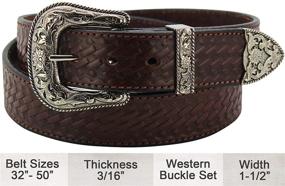 img 3 attached to Basket Weave Brown Leather Western Men's Belts: A Stylish Addition to Your Accessories