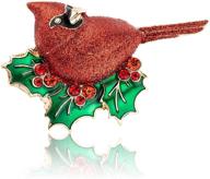 🎄 rarelove red christmas cardinal: rhinestone holly berry brooch pin for women and girls - silver plated holiday jewelry logo