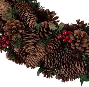 img 2 attached to 🌲 DII CAMZ35915 Pinecone & Holly 22" Seasonal Wreath: Festive Fall & Winter Door or Wall Décor for Thanksgiving & Christmas Celebration