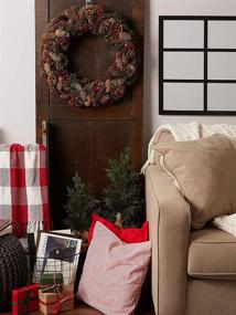 img 1 attached to 🌲 DII CAMZ35915 Pinecone & Holly 22" Seasonal Wreath: Festive Fall & Winter Door or Wall Décor for Thanksgiving & Christmas Celebration