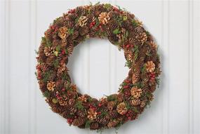 img 3 attached to 🌲 DII CAMZ35915 Pinecone & Holly 22" Seasonal Wreath: Festive Fall & Winter Door or Wall Décor for Thanksgiving & Christmas Celebration