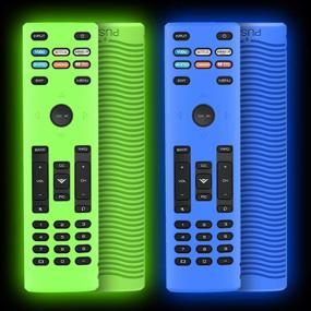 img 4 attached to 📺 2 Pack Silicone Cover for Vizio XRT136 Smart TV Remote - Shockproof, Anti-Slip, Anti-Lost, Washable Case with Lanyard (Glow Green+Glow Blue) - Compatible with Vizio XRT136 Remote