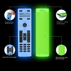 img 2 attached to 📺 2 Pack Silicone Cover for Vizio XRT136 Smart TV Remote - Shockproof, Anti-Slip, Anti-Lost, Washable Case with Lanyard (Glow Green+Glow Blue) - Compatible with Vizio XRT136 Remote