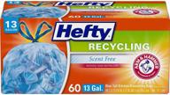 hefty recycling trash bags - blue, 13 gallon size, pack of 60 count logo