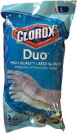 🧤 clorox 623069 duo gloves, large size, natural latex, durable cotton flock lining, beaded cuff for enhanced grip, non-slip gloves (l) logo