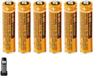 пачка из 6 перезаряжаемых батарей ni-mh aaa 1.2v 550mah для беспроводного телефона panasonic hhr-55aaabu. логотип