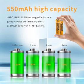 img 2 attached to 🔋 Pack of 6 NI-MH AAA Rechargeable Batteries 1.2V 550mAh for Panasonic Cordless Phone HHR-55AAABU Replacement