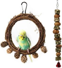 img 4 attached to Enhance Your Bird's Habitat with the ATB2U Wooden Bird Swing Perch - Natural Wood Hanging Toy 🐦 for Small Sized Birds - Chewing and Playing Delight for Parrots, Parakeets, Budgies, and Cockatiels in Cage Hammock