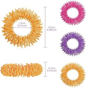 img 3 attached to 🟠 30-Piece Spiky Sensory Finger Rings: Stress Reducing Acupressure Ring Set for Teens, Adults – Silent Massager in Pink, Orange, Purple