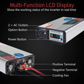 img 2 attached to ГИСИАН 1000W Чистый синусоидальный инвертор питания - Пиковая мощность 2000W - 12V пост. ток к 110V переменн. ток - Автомобильный инвертор питания с ЖК-дисплеем - 2 розетки перемен. ток - Идеально подходит для домов на колесах, грузовиков и лодок.