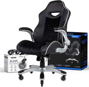 img 4 attached to NOUHAUS Velour Office Chair: Ergonomic Racing Gamer Chair with Retractable Armrest, Blade Wheels, & Swivel Feature – Perfect for Gaming Desk!