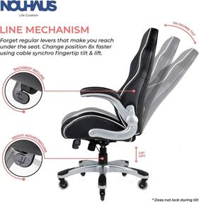 img 2 attached to NOUHAUS Velour Office Chair: Ergonomic Racing Gamer Chair with Retractable Armrest, Blade Wheels, & Swivel Feature – Perfect for Gaming Desk!