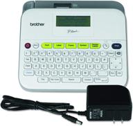 бренд brother p-touch этикето-принтер ptd400ad с адаптером переменного тока - универсальный и простой в использовании этикетировщик, клавиатура qwerty, многолинейная надпись - белый. логотип