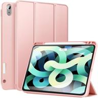 🌸 ztotop case for new ipad air 4 10.9 inch 2020 (4th generation)/ipad pro 11'' 2018 1st gen – pencil holder, lightweight soft tpu back, trifold protective cover, auto sleep/wake – rosegold logo