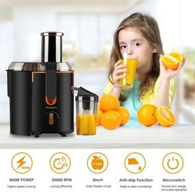 img 3 attached to 🍊 Picberm Wide Mouth Juicer Extractor: 3 Speed Centrifugal Machine for Fruit and Vegetable, 800W/20000RPM, Easy to Clean & BPA Free - Black