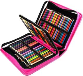img 4 attached to 🎨 YOUSHARES 180 Slots Pink PU Leather Pencil Case - Ideal Storage for Prismacolor, Crayola, Marco Pens, Gel Pens, and more!