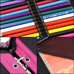 img 1 attached to 🎨 YOUSHARES 180 Slots Pink PU Leather Pencil Case - Ideal Storage for Prismacolor, Crayola, Marco Pens, Gel Pens, and more!
