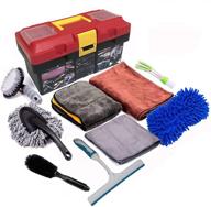 🚗 luckyjone 10pcs car cleaning tools kit: premium microfiber cloth, car wash sponges, tire brush & more! logo