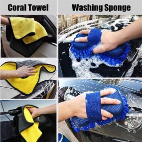 img 2 attached to 🚗 Luckyjone 10Pcs Car Cleaning Tools Kit: Premium Microfiber Cloth, Car Wash Sponges, Tire Brush & More!