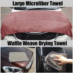 img 1 attached to 🚗 Luckyjone 10Pcs Car Cleaning Tools Kit: Premium Microfiber Cloth, Car Wash Sponges, Tire Brush & More!