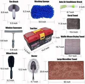 img 3 attached to 🚗 Luckyjone 10Pcs Car Cleaning Tools Kit: Premium Microfiber Cloth, Car Wash Sponges, Tire Brush & More!