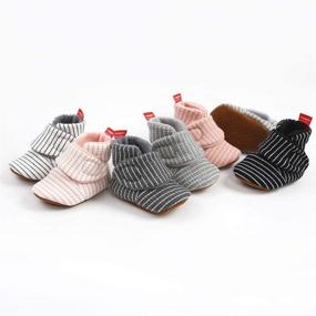 img 1 attached to 👶 FEAMODAL Cozy Fleece Booties for Newborn Infant Baby Boys and Girls - Soft Non-Skid Boots with Grippers for Toddler First Walkers, Winter Ankle Crib Shoes