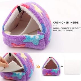 img 1 attached to 🐹 Cozy Hamster Bed with Mat - Small Animal Pet, Mini Rat Hamster Plush House - Nest Bed, Hut and Hideout - Mini House Cave Bed for Ultimate Comfort