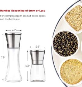 img 2 attached to 🧂 Bonris Stainless Steel Manual Salt and Pepper Grinder Set - Adjustable Coarseness Ceramic Rotor, Mill Grinders Shakers Gift Set with Silicone Funnel