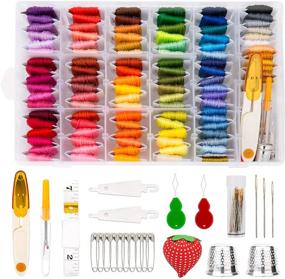 img 4 attached to 🧵 Hohoto 104 Colors Embroidery Floss Kits for Beginners: Friendship Bracelet String Craft Cross Stitch Thread, Storage Box, and Embroidery Tools Included