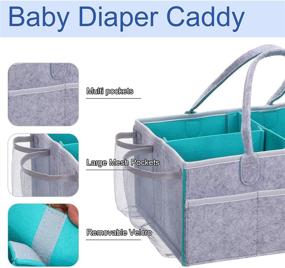 img 3 attached to 👶 BEWISHOME Portable Nursery Storage Bin & Car Organizer with Removable Divider - Light Grey Diaper Caddy for Baby Supplies and Bath Essentials