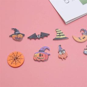 img 3 attached to 100pcs Halloween Wooden Buttons - 2 Hole Pumpkin Witch Spider Bat Owl Shaped Wood Buttons for DIY Crafting and Sewing Costumes - HEALLILY