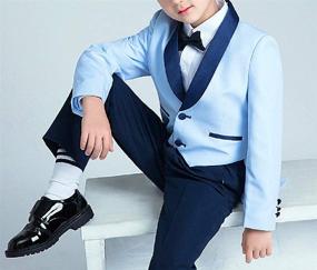 img 3 attached to Turquoise Classic Tuxedo Jackets Christmas Boys' Clothing for Suits & Sport Coats