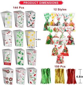 img 3 attached to 🎄 KIMOBER 144pcs Christmas Candy Treat Bags: Festive Cellophane Goodies with Twist Ties for Memorable Christmas Party Favors