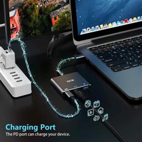 img 1 attached to 🔌 ICZI USB C to HDMI Hub with USB 3.0 Data Transfer and 100W Type-c PD Charging - 4K HDMI Thunderbolt 3 Adapter for MacBook, ChromeBook Pixel, Hp Spectre x360, Huawei P30 - Silver