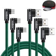 vodbov right angle usb c cable braiding 3 pack (4ft 6ft 10ft) type c cable usb 90 degree fast charging for samsung galaxy s20 s10e note10 logo