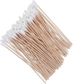 img 4 attached to 👂 ROSENICE 100Pcs Cotton Swabs with Long Wood Handle - Medical Grade Ear Cleaning and Wound Care Buds - Sanitary Round Cotton Tip Swab