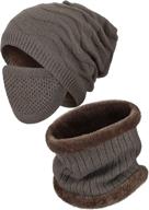 winter knitted beanie warmer gaiter logo