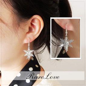 img 1 attached to 🎄 RareLove Lightweight Christmas Snowflake Dangle Earrings for Women Girls - Silver Plated Alloy Holiday Accessories