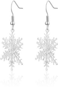 img 4 attached to 🎄 RareLove Lightweight Christmas Snowflake Dangle Earrings for Women Girls - Silver Plated Alloy Holiday Accessories