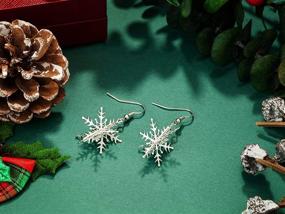 img 2 attached to 🎄 RareLove Lightweight Christmas Snowflake Dangle Earrings for Women Girls - Silver Plated Alloy Holiday Accessories