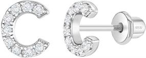 img 4 attached to Hypoallergenic Initial Alphabet Letter Screw Back Earrings for Young Girls and Teens - Stylish Kids Jewelry in 925 Sterling Silver with Clear Cubic Zirconia - Safe for Sensitive Ears