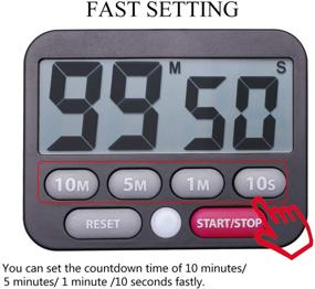 img 1 attached to 🕙 BRAPILOT Count Down/UP Digital Kitchen Timer with 3.3" LCD Display, Quick-Set Buttons (10M, 5M, 1M), Sound ON/Off, LED Flash Alert, Magnet & Stand - Ideal for Cooking, Classroom, Home Work, Fitness