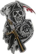 🔥 sons of anarchy reaper motorcycle biker patch - large iron-on/saw-on applique for clothing, mc vests, jackets, backpacks - 12.6 x 8.3 inch logo