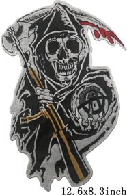 img 3 attached to 🔥 Sons of Anarchy Reaper Motorcycle Biker Patch - Large Iron-On/Saw-On Applique for Clothing, MC Vests, Jackets, Backpacks - 12.6 x 8.3 inch