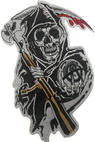 img 2 attached to 🔥 Sons of Anarchy Reaper Motorcycle Biker Patch - Large Iron-On/Saw-On Applique for Clothing, MC Vests, Jackets, Backpacks - 12.6 x 8.3 inch