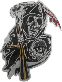 img 1 attached to 🔥 Sons of Anarchy Reaper Motorcycle Biker Patch - Large Iron-On/Saw-On Applique for Clothing, MC Vests, Jackets, Backpacks - 12.6 x 8.3 inch