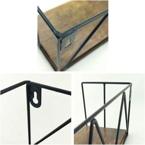 img 2 attached to 🛠️ Black Metal Floating Wall Shelves: Stylish Rustic Storage Set for Bedroom, Kitchen, Bathroom & Living Room